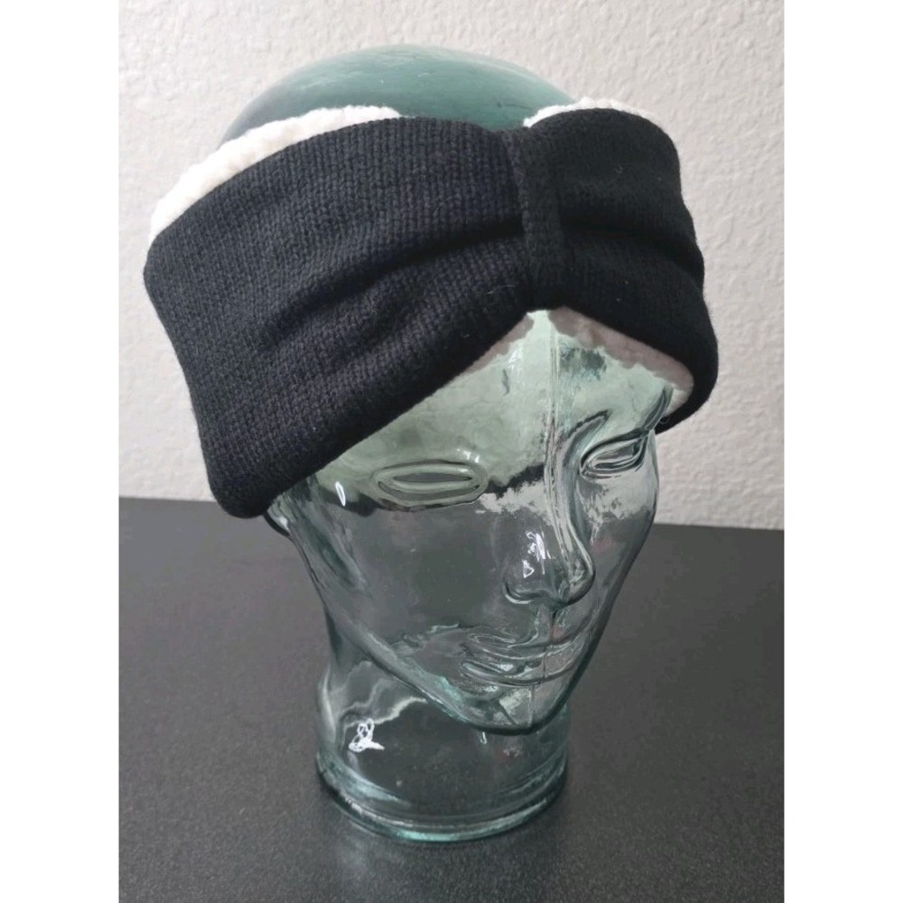 New Bearpaw Black White Winter Headband Fuzzy Stretchy Snow Sherpa